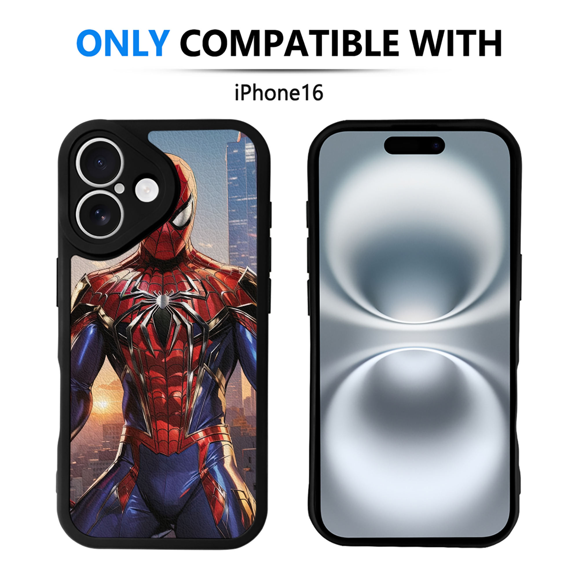 Spider Man スパイダーマン 【iPhone 16シリーズ対応】シリコンスマホケース（レザー調） 材質：シリコン